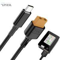 LFYE5L 100วัตต์ค่ะ XT60ถึง Type-C สายชาร์จเร็ว สายอะแดปเตอร์ 5A 20V สายชาร์จ USB-C ถึง XT60 ป้องกันการแตกหัก PD2.0/QC2.0 สายเคเบิลอะแดปเตอร์ XT60เป็น Type-C สำหรับชุดเครื่องมือ RC