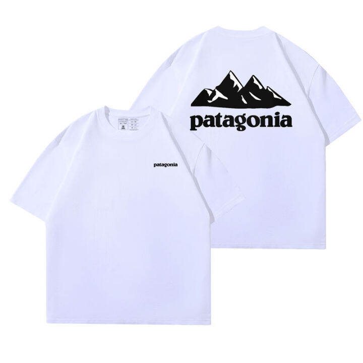 patagonia-เสื้อยืดพิมพ์ลายกีฬาสำหรับทั้งหญิงและชายแขนสั้นวินเทจคลาสสิก