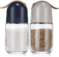 hotx【DT】 2Pc Spice Dispenser and Pepper Shakers s Glass Set Seasoning Storage Containers With Adjustable Pour Holes for