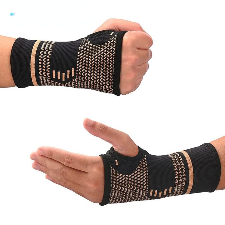 สายรัดข้อมือทองแดงสำหรับเล่นกีฬาที่ป้องกันข้อมือรัดแขนรั้งข้ออักเสบ2ชิ้น