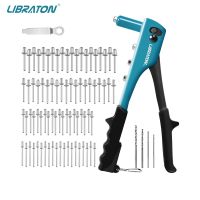 ✉❡ Libraton Rivet Gun Kit 80PCs Metal Rivets 4 Drill Bits Heavy Duty Hand Riveter Pop Rivet Gun Tool for Metal Automotive