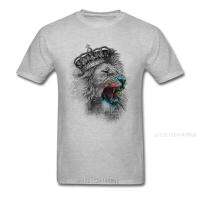 2018 King Lion Grey T-Shirt For Men New Arrival 3D Painting Summer Tops Stylish Animal Designer Tee Shirt Horror Style 【Size S-4XL-5XL-6XL】