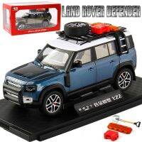 【MagicT】1:22 Scale Land Rover Defender รถโลหะผสมสังกะสีรุ่นรถยนต์ W/ ไฟ &amp; เสียง &amp; ฟังก์ชั่นดึงกลับ Die Cast ของเล่นของขวัญคอลเลกชันสำหรับเด็กผู้ชาย