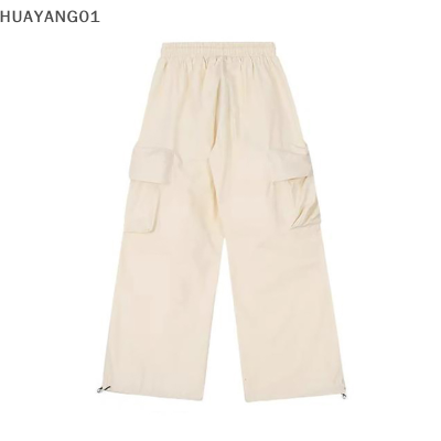 HUAYANG01กางเกงคาร์โก้ขายาวสำหรับผู้หญิง,กางเกงคาร์โก้ขากว้างลำลองทรงไฮสตรีทพร้อมกระเป๋าขนาดใหญ่2023