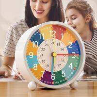 Kids Alarm Clock Cute Alloy Kids Clock Crisp Sound USB Charging Vintage Clock No Noise with Smart Chip Color Block Partitions Minute Scale steady