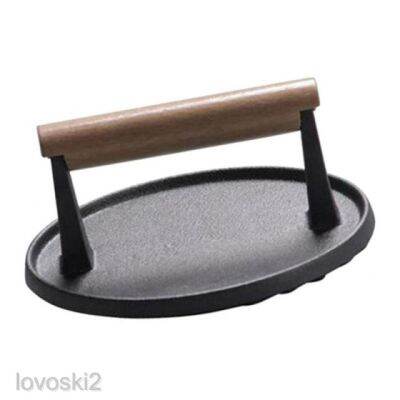 [LOVOSKI2] 1pcs Grill Steak Press BBQ Bacon Hamburger Meat Cast Iron Heavy Duty