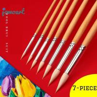 Jowoart 7 Pcs สีน้ำสีน้ำทึบรอบหัวและชี้ขนแกะศิลปะการวาดภาพคริลิคชุดแปรงอุปกรณ์สำหรับโรงเรียนศิลปะปากกาพู่กันทำเล็บ