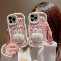 เคสสำหรับ iPhone 14/13/12/11 Pro Max ซิลิโคนนิ่มรูปกระต่ายสีชมพูฝาครอบด้านหลังกันกระแทกเคสโทรศัพท์