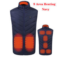 9 Areas Heated Vest Jacket Men Outdoor Winter Electrical USB Heating Jacket Sleevless Fishing Hunting Waistcoat Hiking Vest