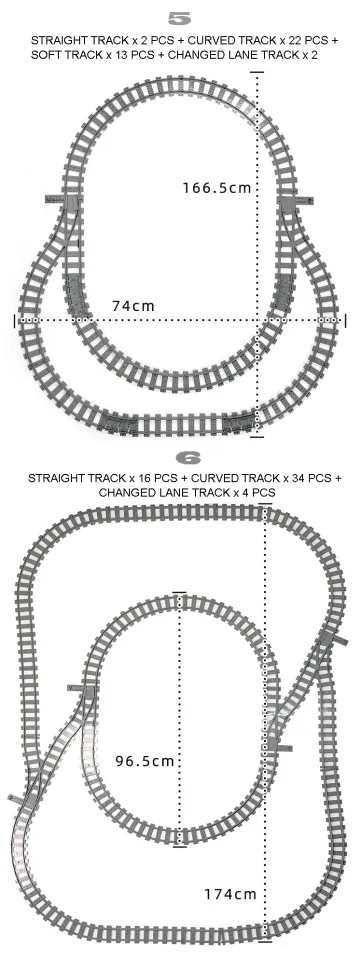 4pcs Curved Track Particle Train Set Building Blocks