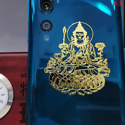 UNI 1ชิ้นพระพุทธรูปกวนอิมทิเบตสีทองสำหรับโทรศัพท์เคสแผ่นหนังสือหน้าต่างสติกเกอร์ตกแต่งผนัง