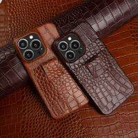 หรูหราหนังสัตว์แท้เคสสำหรับ13 14pro 14Promax 12 12pro 11SE3 13pro ฝากระเป๋าเก็บบัตรแบบมีช่องเสียบการ์ดโทรศัพท์มือถือ