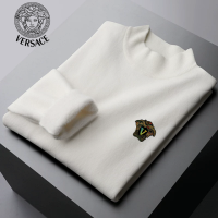 [คุณภาพสูง] Original Versace ผู้ชายถักเสื้อกันหนาวสบายๆ Woolen Pullovers ฤดูใบไม้ร่วง/ฤดูหนาว Harajuku Warm O-Neck Plush เสื้อกันหนาว