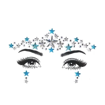 Face Sticker Jewels Non Hotfix Flat Back Rhinestones Adhesive Temporary Crystal Appliques Rhinestone for Festival Party Make Up