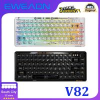 EWEADN V82แป้นพิมพ์บลูทูธไร้สายเชิงกลโปร่งใสสามโหมด