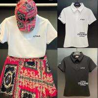 เสื้อยืดกอล์ฟแขนสั้นสำหรับผู้หญิง23ใหม่ UTAA Golf พิมพ์ลายสำหรับฤดูร้อนแห้งเร็วกีฬากลางแจ้งเข้ารูปพอดีกอล์ฟเสื้อยืดใหม่ J.lindeberg DESCENTE PEARLY GATES ANEW Footjoymalbon Uniqlo