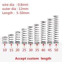 10Pcs/lot 0.8mm 0.8x12mm Stainless Steel Compression Spring wire diameter 0.8mm outer diameter 12mm length 10 50mm