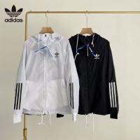 [A alamode]ได้♀Shamrock Adidas ชุดสามชิ้นสำหรับผู้ชายและผู้หญิง,ชุดมีสองด้านมีสไตล์เสื้อผ้าบางป้องกันรังสีอัลตราไวโอเลตลำลองทรงหลวมเสื้อแจ็คเก็ตกันแดดกีฬากันลม