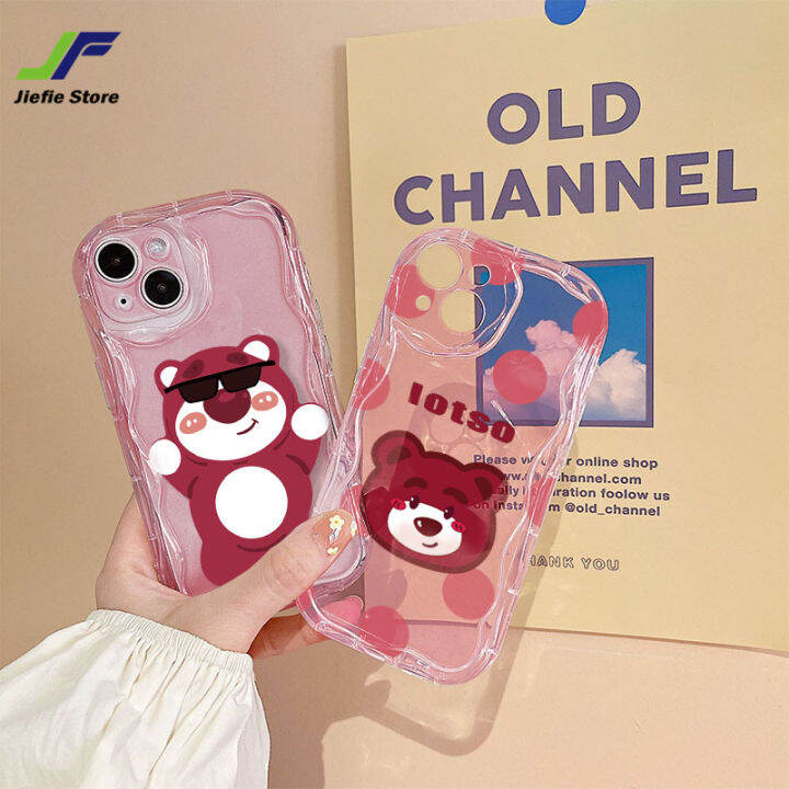 เคสโทรศัพท์สุดเท่ห์หมีลายสตรอเบอร์รี่การ์ตูน-jiefie-สำหรับ-vivo-y21-y21t-y21a-y21s-y33s-y33t-y22-y22s-y91-y93-y95-y50-y30-คลื่น-y30i-ออกแบบเคสป้องกันการกระแทกพิเศษ