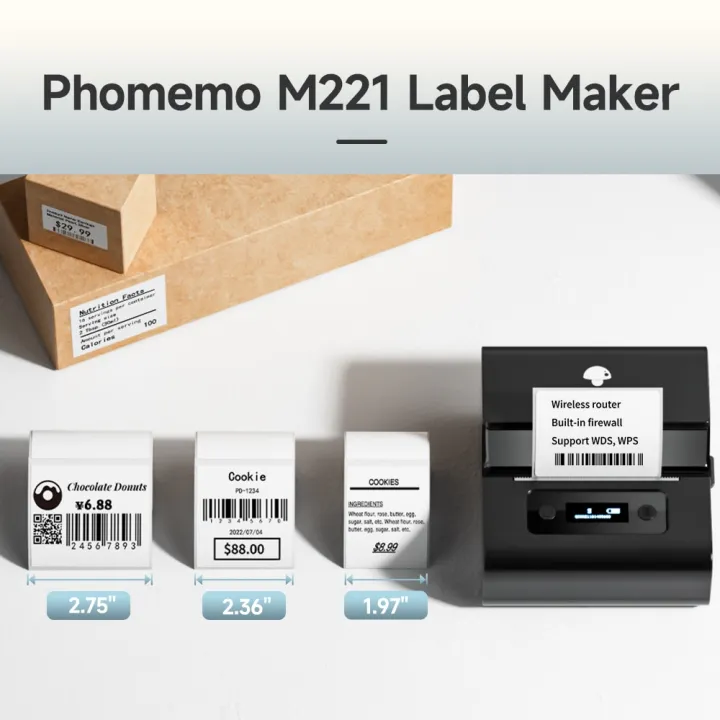 phomemo-m221-3-เครื่องพิมพ์แถบบาร์โค้ดเครื่องพิมพ์ฉลากสำหรับธุรกิจขนาดเล็ก-ใช้ที่บ้านสำหรับบาร์โค้ดที่อยู่โลโก้การส่งจดหมายสติกเกอร์