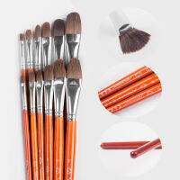 12 Sticks หัวแบนแปรงชุดนักเรียนฝึกศิลปะด้วยอะคริลิสีน้ำผงสีหมาป่าไม้ปากกา