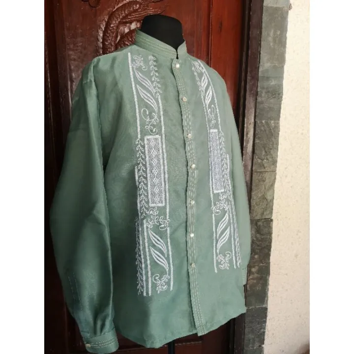 jtuigdip-sage-green-barong-tagalog-organza-fabric-lazada-ph