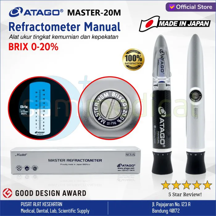Atago Refractometer Manual (BRIX 020persen) Master 20M Lazada