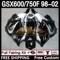 ตัวถังสำหรับ SUZUKI KATANA GSXF 600 750 GSXF600 1998 1999 2000 2001 2002 66No 6 GSX750F GSXF750 98 99 00 01 02แฟริ่งสีดำสีเงิน