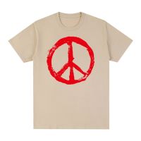 เสื้อยืดผู้ชาย,เสื้อยืดคอตตอนสัญลักษณ์สันติภาพต่อต้านสงครามทำให้ความรักไม่รุนแรงเสื้อยืดวินเทจเสื้อผู้หญิงสงบ