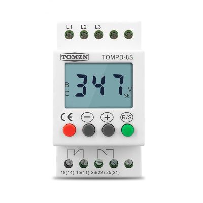 TOMZN 3 Phase Din Rail Voltage Relay Adjustable Under Over Voltage Protector Voltage Monitoring Protection Relay TOMPD-8S