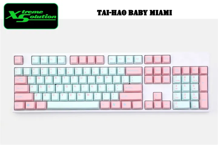 Tai Hao Pbt Doubleshot 2 Tone Colorway Keycaps Sets Baby Miami Dark Grey Light Grey