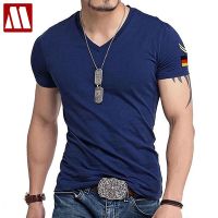 2022 Man Military T Shirt Fit Short Sleeved T-shirts Fashion Casual Cotton Tee Shirt Mens V-neck Slim for Men Plus Size to 5XL