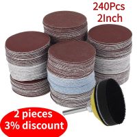 240Pcs 2Inch 50mm Sanding Discs Paper 60-3000 Grit Wet And Dry Flocking Sandpaper Round Shape Grinding Pad Polishing Sheets Cleaning Tools