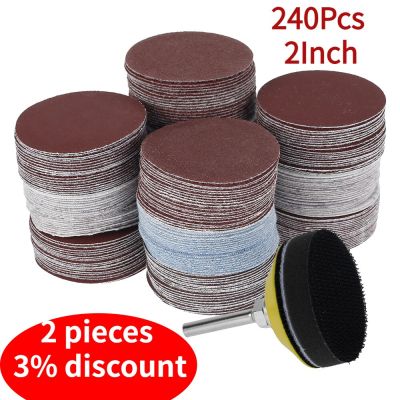 240Pcs 2Inch 50mm Sanding Discs Paper 60-3000 Grit Wet And Dry Flocking Sandpaper Round Shape Grinding Pad Polishing Sheets