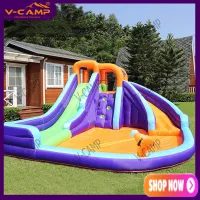 ฟรีปั้น สระว่ายน้ำเป่าลม เป่าลมสไลเดอร์ เป่าลมปราสาท Double slide inflatable castle indoor playground inflatable slide children trampoline park playground equipment