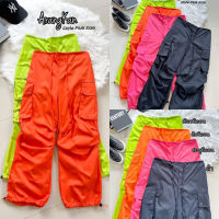 NEON cargo pants?กางเกงทรงคาร์โก้ แฟชั่นY2K แต่งกระเป๋าใหญ่ขาจั้ม ไซส์ใหญ่