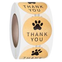 500pcs/roll Cute Paw Thank You Stickers Seal Labels Bussiness Supplies 1 Inch Gold foil Gift Packaging Stickers Stationery Stickers Labels