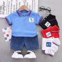 IENENS 2023 New Boy Clothing Sets Summer Baby Boy Cartoon Clothes Suit Short Sleeves Shirts+Shorts Outfits Set for Kids 0-4Years