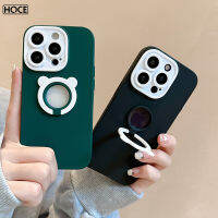 HOCE เคสซิลิโคนเหลวฝาพับน่ารักเคสมือจับสำหรับโทรศัพท์มือถือสำหรับ iPhone 14 13 12 11 Pro Max 14 Plus เคสป้องกันเลนส์ PC ผิวแบบนิ่มเคสมีรูโลโก้และรูด้านหลัง