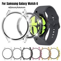 เพชรกรณีกระจกนิรภัยสำหรับ Samsung Galaxy Watch 6 5 40มิลลิเมตร44มิลลิเมตรเต็มฝาครอบป้องกันหน้าจอฮาร์ดพีซีเชลล์ดูปกภาพยนตร์