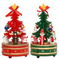 Christmas Music Box Wooden Christmas Tree Rotating Musical Box Educational Musical Figurine Windup Christmas Festival Decoration Birthday Valentines Day New Year Gift cool