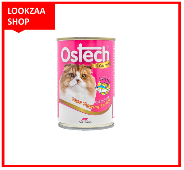ostech-gourmet-ออสเทค-อาหารกระป๋องกัวเม่-สำหรับแมว-รสทูน่าหน้ากุ้ง-ขนาด-400-g