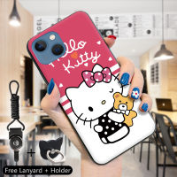 GGK เคสสำหรับ Apple iPhone 15 Pro Max 15 15 Pro,สายคล้องแหวนใส่นิ้วการ์ตูนน่ารักเฮลโลคิดตี้เคทีแมวเคสครอบโทรศัพท์ TPU ซิลิโคนนิ่ม