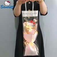 Sanrio Kawaii ช่อดอกไม้ผ้ากำมะหยี่ลายการ์ตูน Cinnamoroll Kuromi Mymelody Kitty Cat POM Purin ยัดใส้ตุ๊กตาของเล่น Plushie ของขวัญสำหรับเด็ก