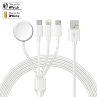 For Apple Watch Series 8 7 6 5 4 SE Charger Cable 4 in 1 Portable Fast Charging Cord for Airpods iPad iPhone 14 13 12 11 Pro Max