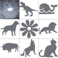 6Pcs Cute Dog Cat Animals Heat Transfer Reflective Tape Sticker PET Vinyl Film Silver Iron On Clothes For Night Traffic Safety Safety Cones Tape