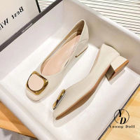 Young 2022 Doll Shoes for Women office shoes with Low Heels Metal Buckle Soft Leather low-cut closed Shoes for Ladies