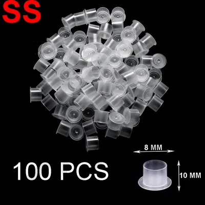 จุกใส่หมึกสักแบบมีฐาน ขนาด SS 100ชิ้น จุกหมึก จุดใส่สีสัก Disposable Plastic Tattoo Ink Cup Pigment Holder Size SS 100 Piece