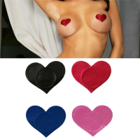 【CW】5 Pair Breast als Heart Shape Adhesive Covers Breasts als and Sticker Emptied Chest Breast als 4 Colors