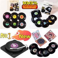 【CC】♞❀  New 6/4/2PCS Vinyl Cup Coaster Anti-slip Coasters Resistant Music Drink Mug Table Placemat